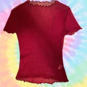Sparkly Sheer Red Top